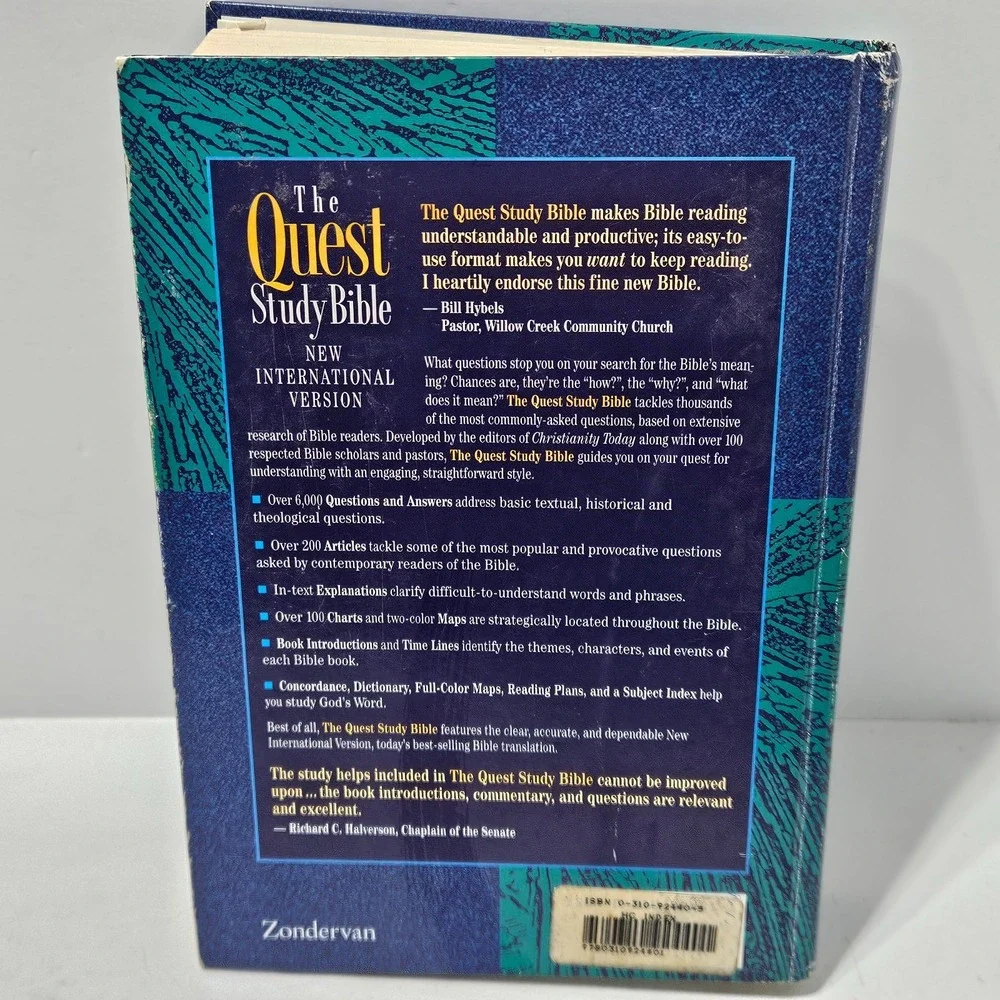 The Quest Study Bible : Indexed by Marhsall Shelley (1994, Hardcover)